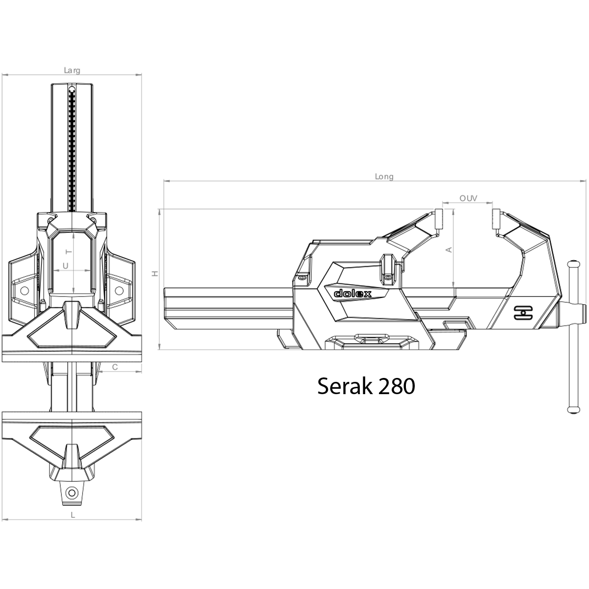 Technical plan of DOLEX Bench-vices SERAK